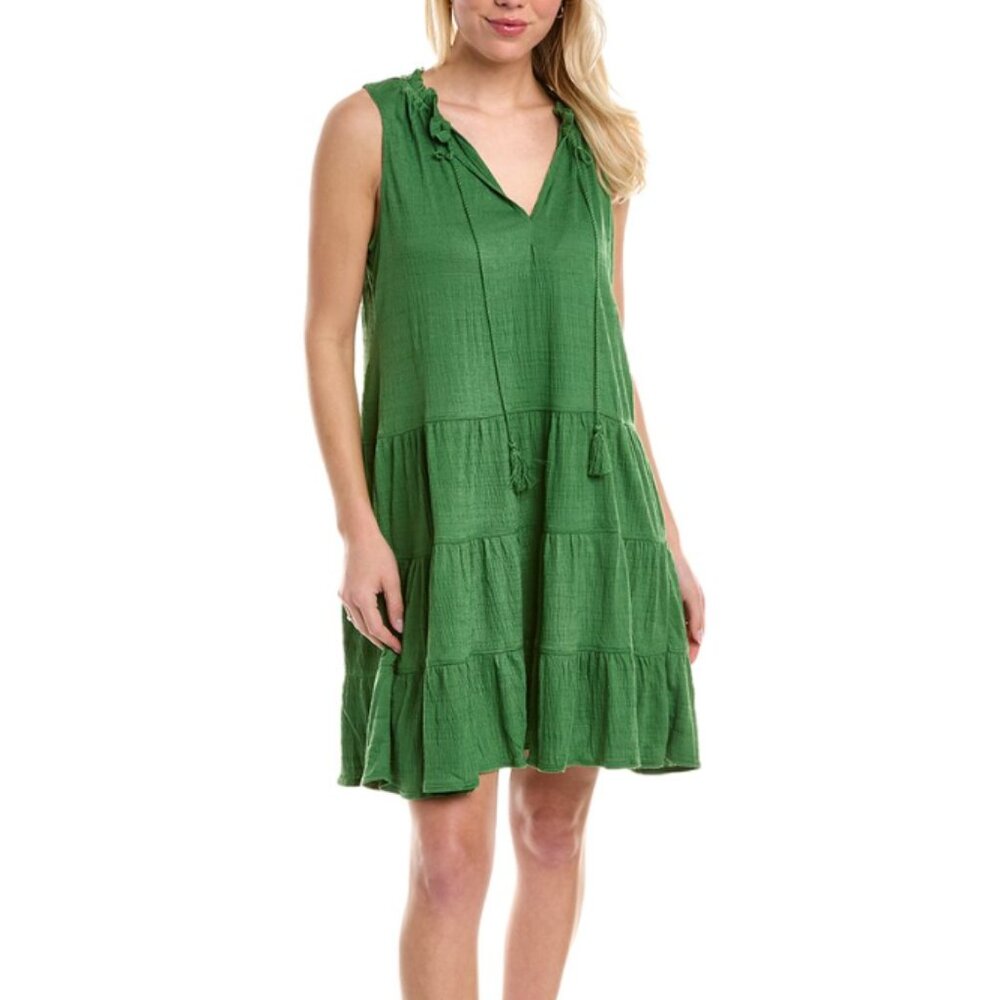 Max Studio Ruffle Tiered Mini Dress In Green Sz S